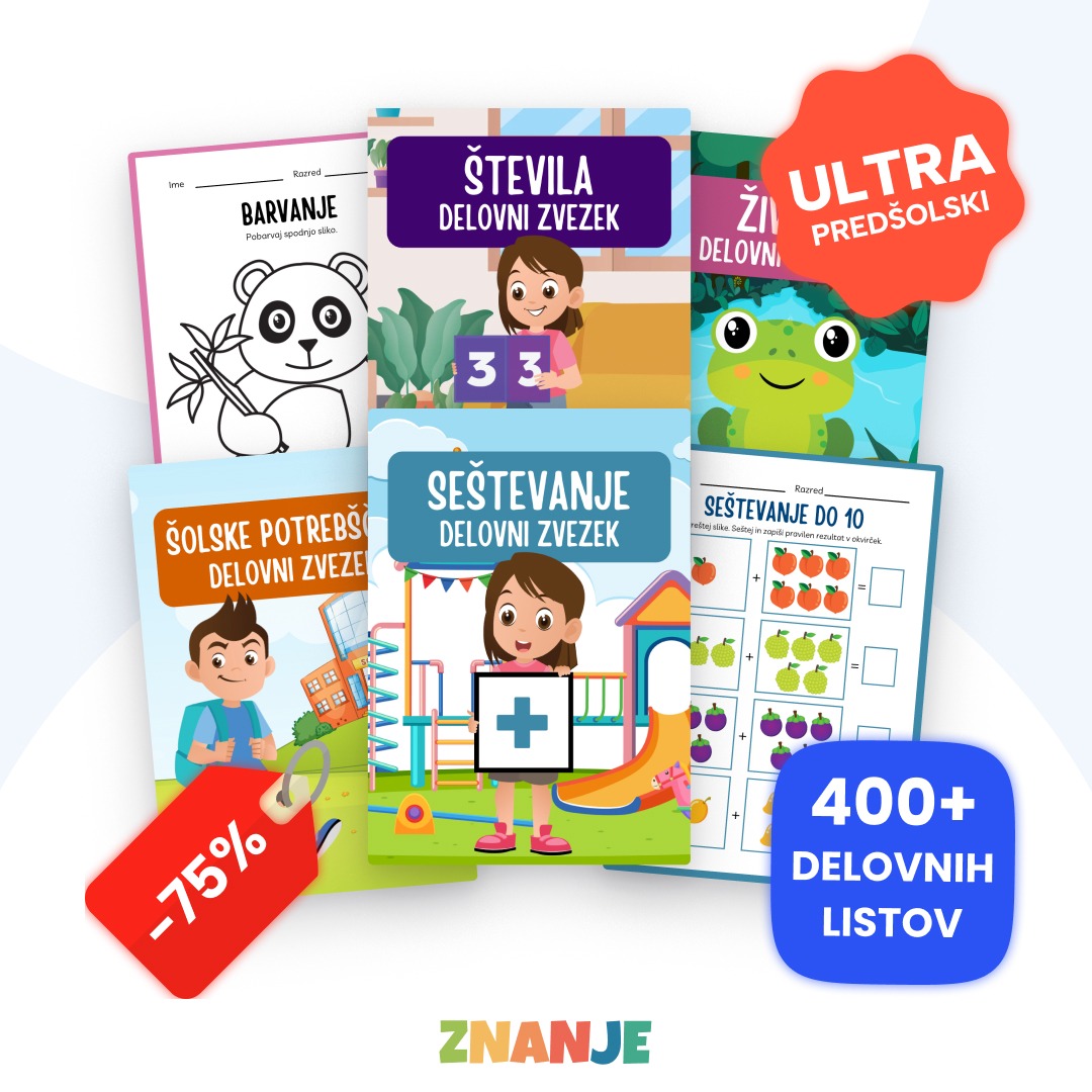 🎓 400+ DELOVNIH LISTOV – PREDŠOLSKI ULTRA KOMPLET + BONUS VODNIK ZA STARŠE